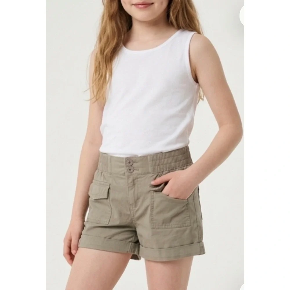 The Childrens Place Cargo Shorts Girls 14‎ Olive Green Excellent Stretch Utility
